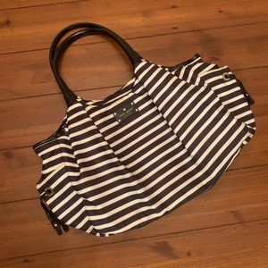 Kate Spade Black/White Striped Nylon Satchel